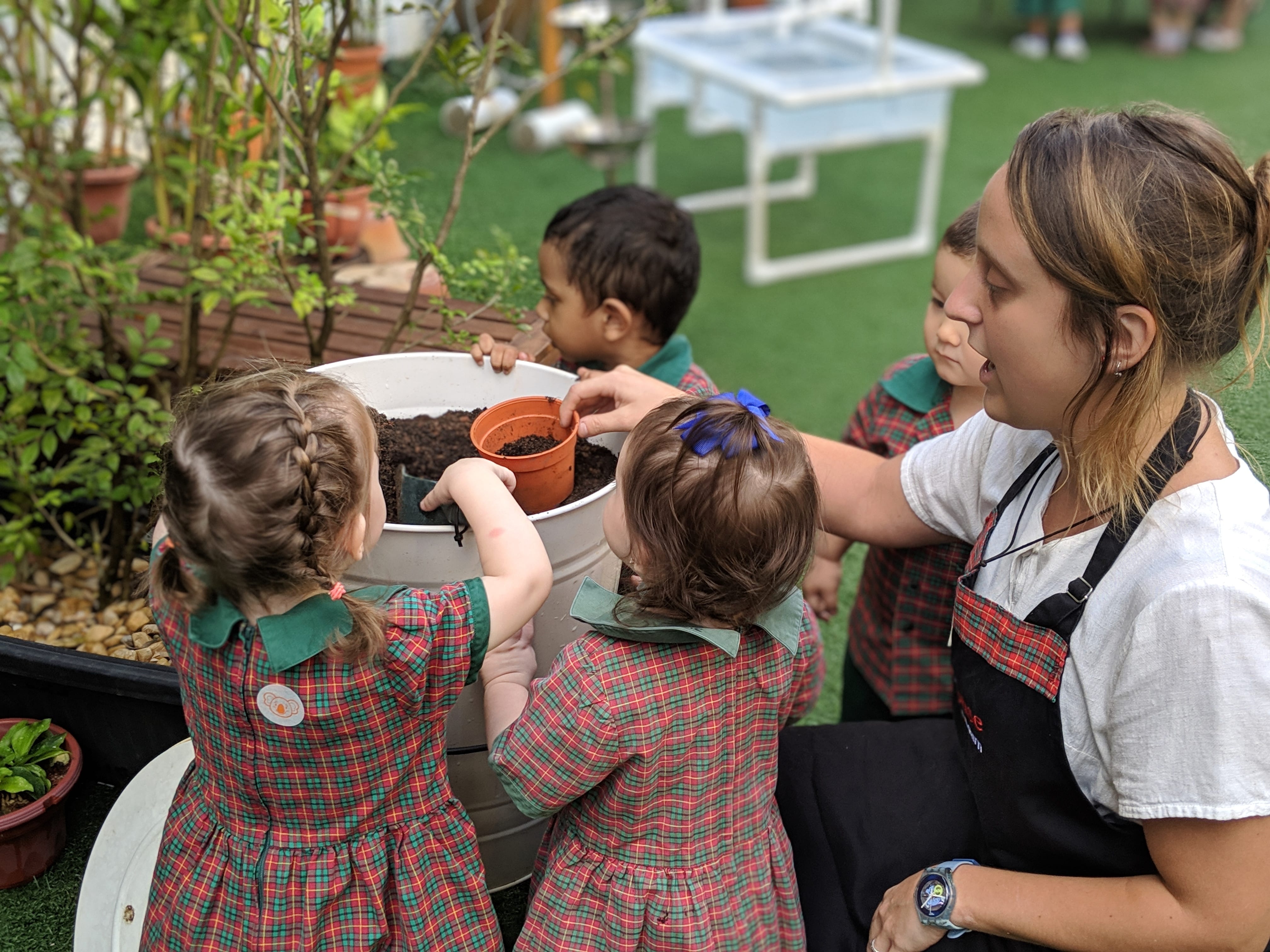 Pre-school children with teacher