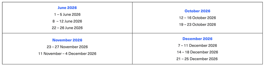 Beijing's Programme Dates