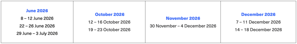 Chengdu's Programme Dates