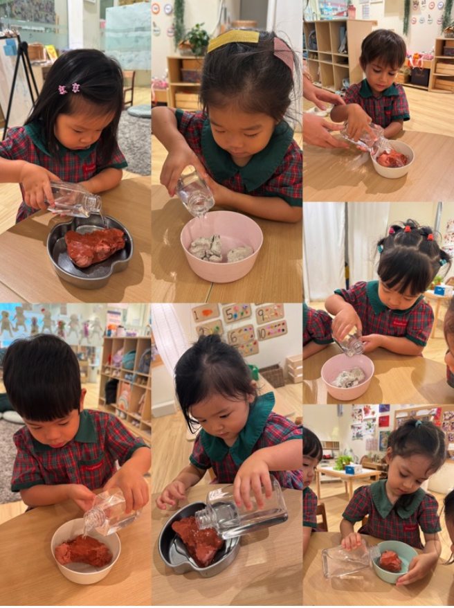 Nursery 1 children revisiting their clay learning journey