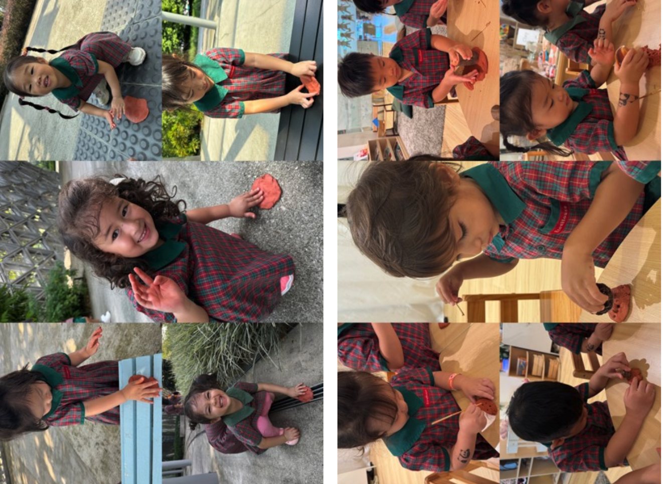 Nursery 1 children revisiting their clay learning journey