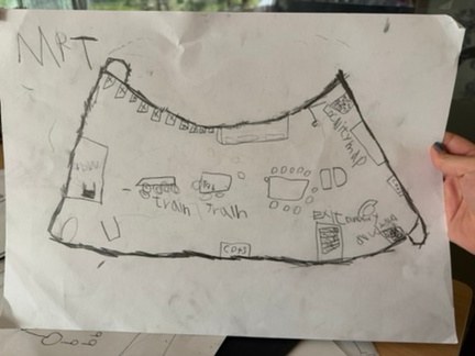 Children discussing their floor plan ideas